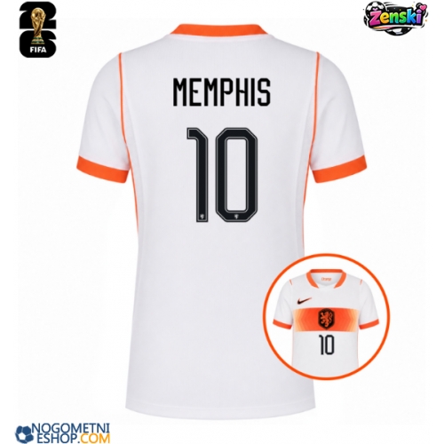 Ženski Nogometni dresi Nizozemska Memphis Depay #10 Gostujoči SP 2026 Kratek Rokav